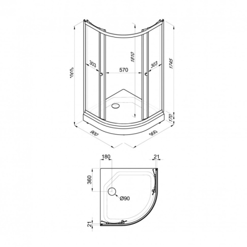 Душевое ограждение Triton Грей А 90*90 низкий поддон фото 7