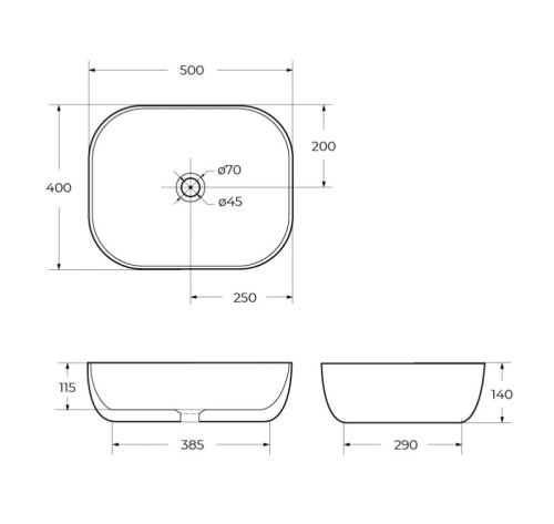 Раковина накладная Belbagno BB1302-H301 500х400х140мм, черный матовый фото 5