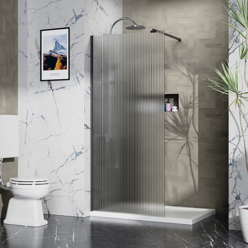 Душевая перегородка Azario Walk-in AZ-251-MB-CRF 90*195 профиль черный матовый Душевая перегородка Azario Walk-in AZ-251-MB-CRF 90*195 профиль черный матовый