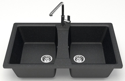 Мойка кухонная Azario Elmas 78*50 светло-серый, хлопок, песочный, бежевый, белый лед, черный фото 2