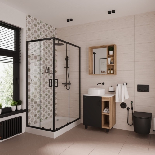 Душевое ограждение Niagara Нова/Nova NG-6881(6810, 6811)-08ВLACK 100*80,120*80, 120*90 стекло прозрачное (без поддона) фото 2