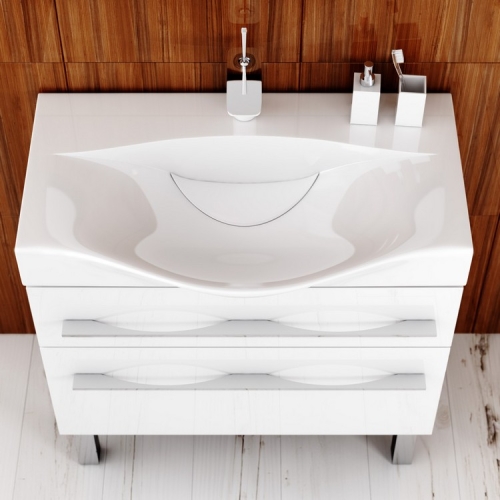 Тумба с умывальником Aqwella Milan 80, 100 напольная белая  фото 3