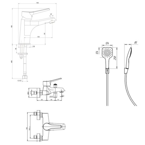 Paini Messina 3в1, для раковины и ванны с душевым набором, MECRSET3 хром фото 11