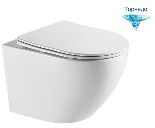 Унитаз подвесной безободковый Azario Grado AZ-0046-UQ с сидением микролифт, смыв Tornado