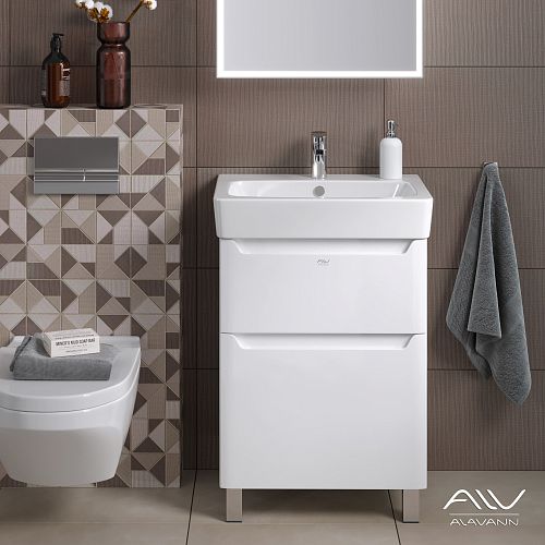 Тумба с раковиной Alavann Lana 60, 80 (ум Santek) напольная белая