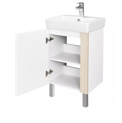 Тумба с раковиной Акватон Кантри 50, 55, 60 Белый глянцевый/Дуб Верона фото 2