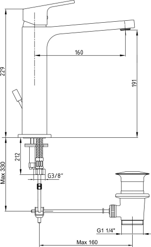 Смеситель средний с донным клапаном для раковины E.C.A Tiera 102188013EX хром фото 2 Смеситель средний с донным клапаном для раковины E.C.A Tiera 102188013EX хром фото 2