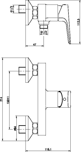 Смеситель для душа Cersanit Nature 63065 хром (без душевого гарнитура) фото 4