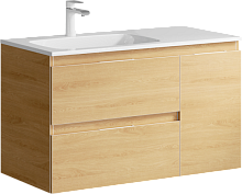 Тумба с умывальником Aqwella Accent 90 подвесная левая/правая дуб золотой