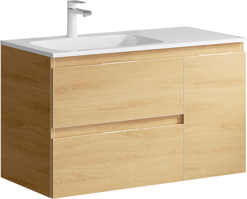 Тумба с умывальником Aqwella Accent 90 подвесная левая/правая дуб золотой