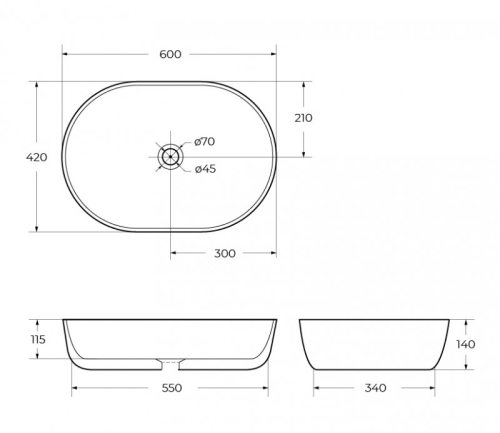 Раковина накладная Belbagno BB1084 600x420x140 белый глянец фото 5