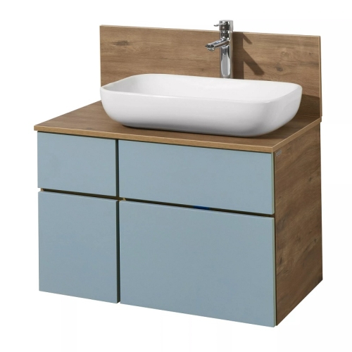 Тумба со столешницей ВЛДСП и раковиной Лола Aquaton Мишель 80, 100 Фьорд/Дуб Рустикальный, подвесная