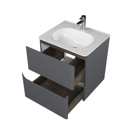 Тумба с раковиной Mirsant Savag 60, 80,100 подвесная, серая матовая фото 3