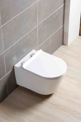 Унитаз подвесной безободковый Aquatek ОБЕРОН  тонкое сиденье с м/л фото 2