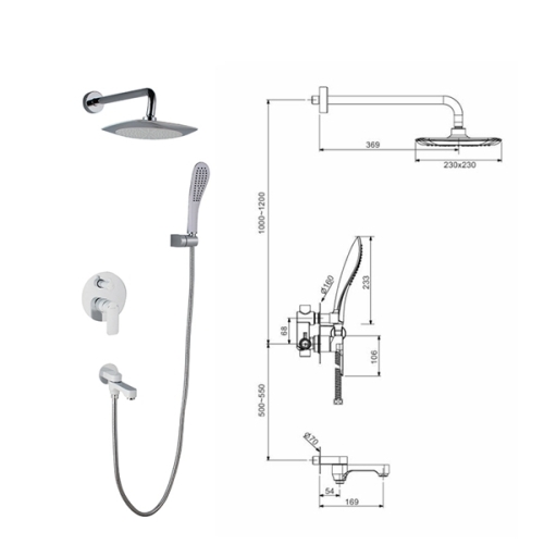 Встроенный смеситель для ванны с 3-функциями Gappo Noar G7148-8 белый/хром (душевой комплект) фото 4