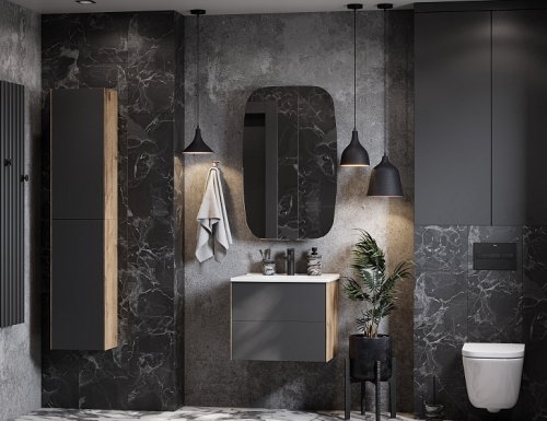 Тумба с раковиной Акватон Сохо 60, 75, 100 Графит Софт/Дуб Веллингтон фото 4