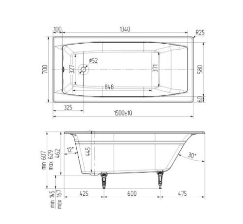 Ванна чугунная Wotte Forma 150*70, 170*70 фото 3