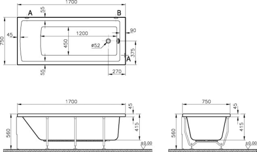Ванна акриловая Vitra Neon 170*75, 180*80 фото 2