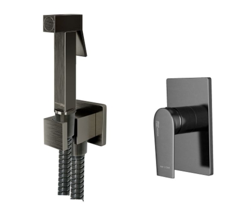 Смеситель с гигиеническим душем Wasserkraft Wiese A84095 встраиваемый оружейная сталь