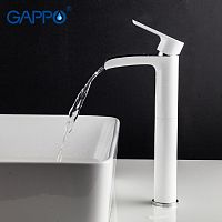 Смеситель с каскадным изливом высокий для раковины Gappo Noar G1048-31 белый/хром