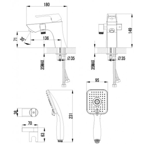 Смеситель на борт ванны 1 отв Lemark UNIT – LM4515C фото 2 Смеситель на борт ванны 1 отв Lemark UNIT – LM4515C фото 2