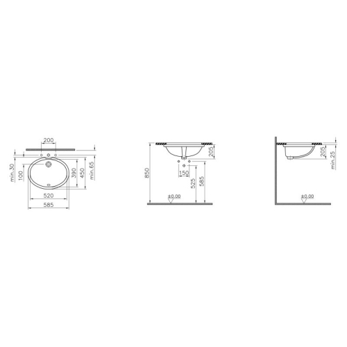 Раковина Vitra Arkitekt встраив.снизу 52 см, белый фото 3