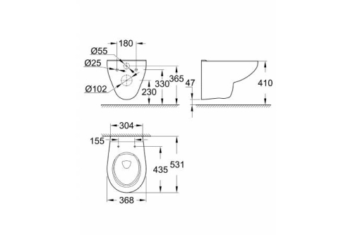 Унитаз подвесной Grohe Bau Ceramic 39427000 безободковый без сиденья фото 2