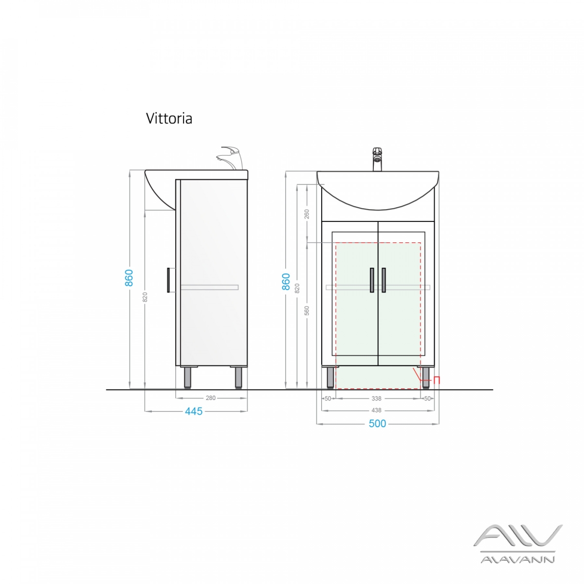 Тумба с раковиной alavann vittoria 50