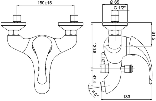 Смеситель для ванны Paini Fiori F2CR111LMKM, хром, без аксессуаров фото 2