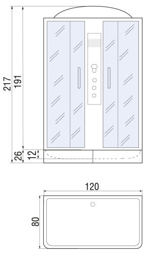 Душевая кабина River SENA 120*80/24 ТH сред поддон фото 2