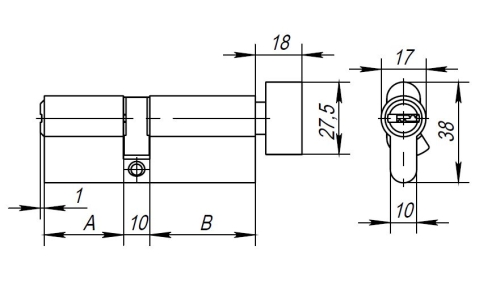 Цилиндровый механизм Ajax с вертушкой AX202/60 mm (25+10+25) CP хром 5 кл. фото 2