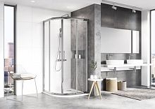 Душевой уголок Ravak SET XP2CP4 - 90 блестящий + транспарент + поддон Ronda 90 PU + сифон RAVAK BASIC 90