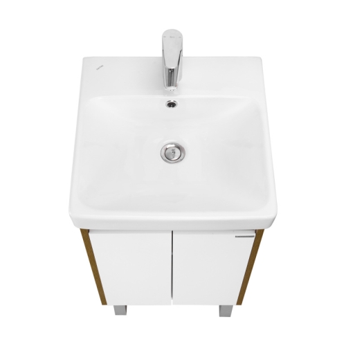 Тумба с раковиной Aquaton Сканди Doors 45, 55, 70, 80 Белый Глянцевый/Дуб Рустикальный фото 3