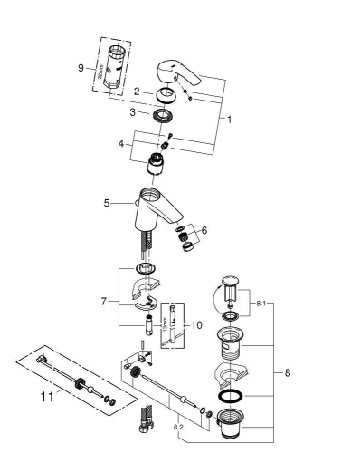 Смеситель для раковины GROHE Eurosmart New 33265002 с донным клапаном, S-size, хром фото 3