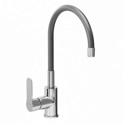 Смеситель для кухни с гибким изливом Avrora Kitchen AV9002 хром, излив белый, серый, черный