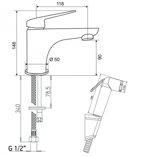 Смеситель с гигиеническим душем для раковины Paini Laguna LACR205/574 хром фото 3