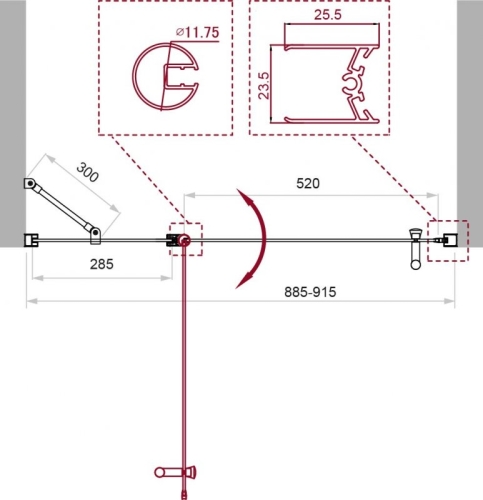 Душевая дверь Bel Bagno Uno-B-12 90, 100, 110, 120 стекло прозрачное фото 2