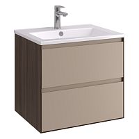 Тумба с умывальником Aquaton Люмин 60 подвесная, Орех франклин/капучино