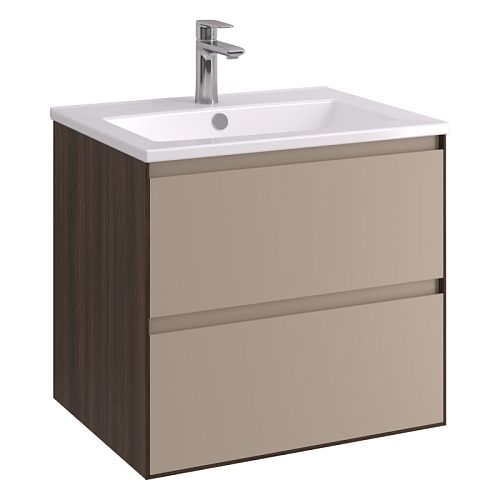 Тумба с умывальником Aquaton Люмин 60 подвесная, Орех франклин/капучино
