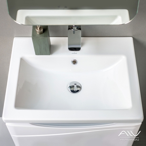 Тумба с раковиной Alavann Silvia 60, 70 напольная белая/серые вставки фото 5