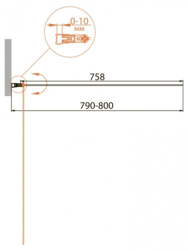 Шторка на ванну Cezares Relax-V-1 80 стекло прозрачное фото 2