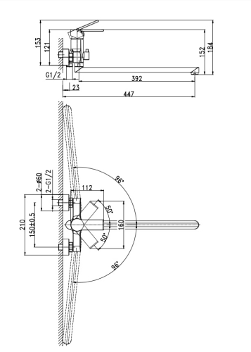 Смеситель с длинным изливом для ванны Cersanit Brasko 64091 хром (без душевого гарнитура) фото 8