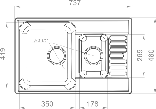 Мойка кухонная GranFest GF-Z21K 74*48 черный фото 3