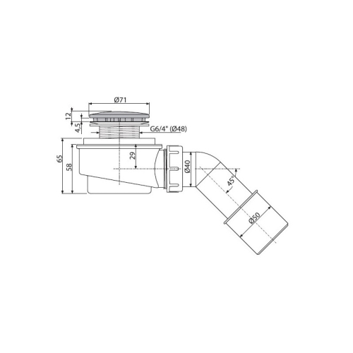 Сифон для душевого поддона низкий Alcaplast A471CR диаметр 50 хром фото 2