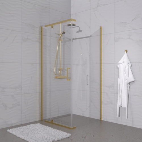 Душевое ограждение Triton Терра-Голд 90*90 стекло прозрачное фото 3