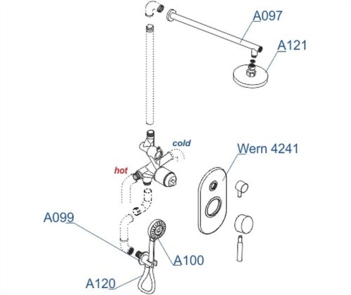 Встроенный смеситель для ванны на 2 положения Wasserkraft A16421 (душевой комплект) матовый матовый хром фото 6
