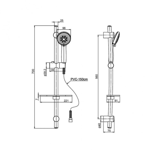Душевой гарнитур Paini Monza 50CR124/P20 фото 3