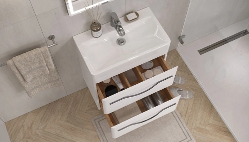 Тумба с умывальником Velvex Jill 60, 80 подвесная, белая матовая фото 4