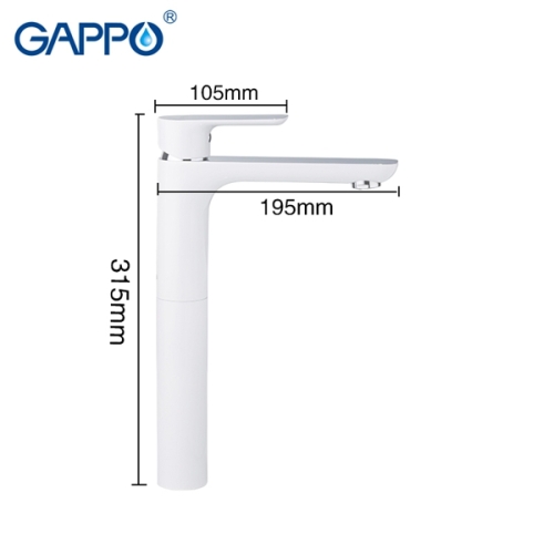 Смеситель высокий для раковины Gappo Noar G1048-2 белый/хром фото 4