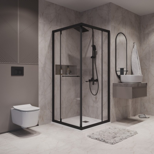 Душевое ограждение Niagara Nova NG-6833(6835)-34BLACK  90*90, 100*100,дверь раздвижная,стекло прозрачное фото 2